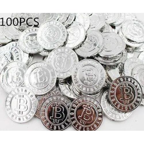 Silver 100 Pcs - Pièces De Monnaie En Plastique Pour Ixd'halloween, Accessoires De Cosplay, Jouets Pour Enfants, 7,5