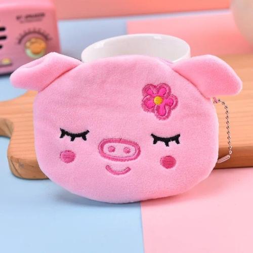 Cochon - Porte-Monnaie En Peluche Animal Marin, Pendentif Animal En Peluche, Sac De Rangement Animal De Dessin Animé, Sac Pour Casque, Pendentif Clé, 13cm