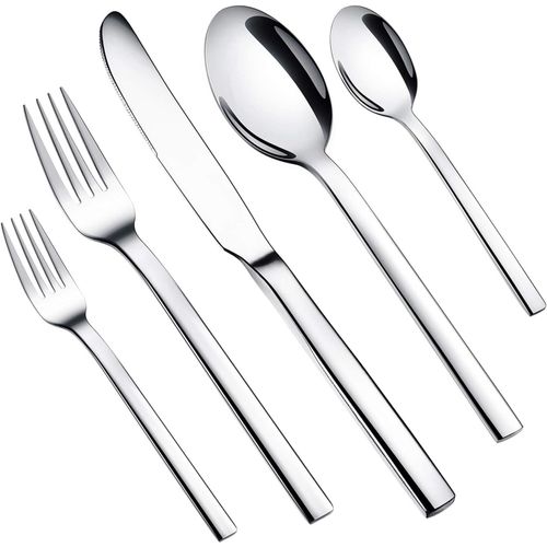 Kgabery-Ensembles De Couverts,De Table En Acier Inoxydable,Y Compris Couteau/Fourchette/Fourchette À Dessert/Cuillère/Cuillère À Café,Poli Miroir,Lavable Au Lave-Vaisselle (30pcs,Wj1255)