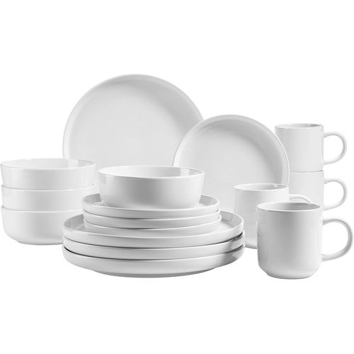 KGABERY-931962 Série Alenia Service De Table Pour 4 Personnes Au Design Scandinave Moderne 16 Pièces En Céramique Blanche,Grès
