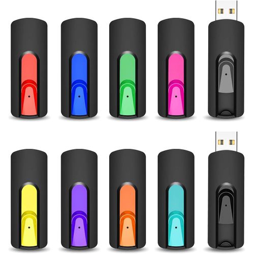KGABERY-Clé Usb 2 Go,Lot De 10 Clef Usb 2.0 2Go Rétractable Mémoire De Stockage Externe Flash Drive Pour Ordinateur/Télévision/Autoradio Pour Bureau De Travail/Études (10 Couleures Usb 2.0)
