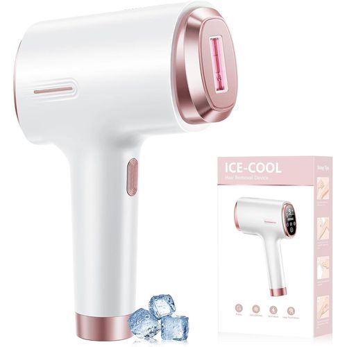 KGABERY-3 En 1 Épilateur Lumière Pulsée Avec Refroidissement,Max 21J Épilateur Laser Avec 9 Niveaux D'Énergie,Écran Tactile Lcd,Fonctions Hr/Sc/Ra,999900 Flashs,Épilation Ipl Pour Homme Femme,Rose