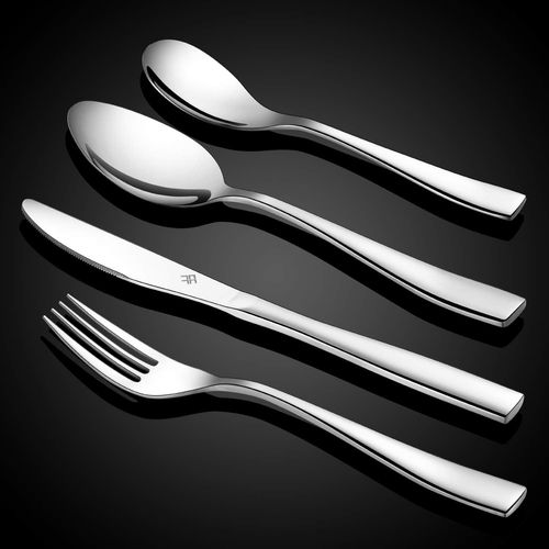 Kgabery-Ensembles De Couverts,16 Pièces De Couverts De Table En Acier Inoxydable Pour 4 Personnes,Y Compris Couteau/Fourchette/Cuillère/Cuillère À Café,Poli Miroir,Lavable Au Lave-Vaisselle
