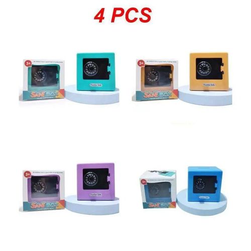 Mélanger 4 Pcs - Tirelire Créative De Dessin Animé Avec Mot De Passe Rotatif, Mini Tirelire Pour Enfants, Dépôt De Pièces De Monnaie, Coffre-Fort