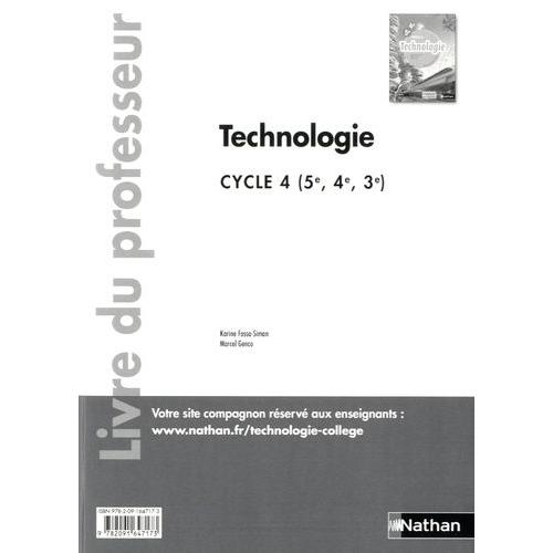 Technologie Cycle 4 (5e, 4e, 3e) - Livre Du Professeur
