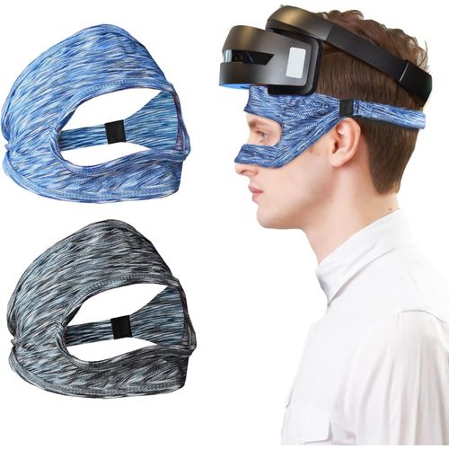Kgabery-Lot De 2 Bandeaux Anti-Transpiration Pour Vr Eye Mask-Taille Réglable-Évacuation De L'humidité-Pour Jeux De Réalité Virtuelle Oculus Quest 2 Go,Htc,Ps (Bleu+Gris)