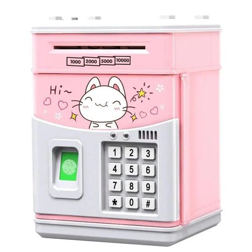 Chat - Tirelire de dessin animé avec mot de passe pour enfants, mini tirelire, jouets Iko, sécurité, pièces de monnaie ChFukCash, dépôt automatique électronique, billets de banque
