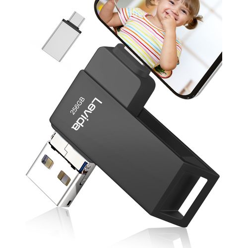 KGABERY-Cle Usb 256Go Pour Phone,Clé Usb C Porte,Clé Photo,Extension De Cle Mémoire Externe Pour Téléphone Android,Téléphone Ios,Ordinateur Portable,Vidéos/Photos/Document,Noir
