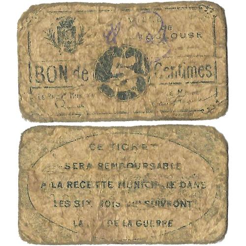 France - Billet - Chambre De Commerce De Toulouse - 5 Centimes - 1914-1918 - Jp.31.177 - 15-099