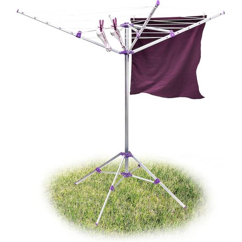 KGABERY-Sèche-Linge Étendoir À Linge Extérieur Corde 19 M Séchoir Parapluie Avec Bras Support Avec 4 Piétements Étendre Vêtement Jardin En Aluminium,Gris