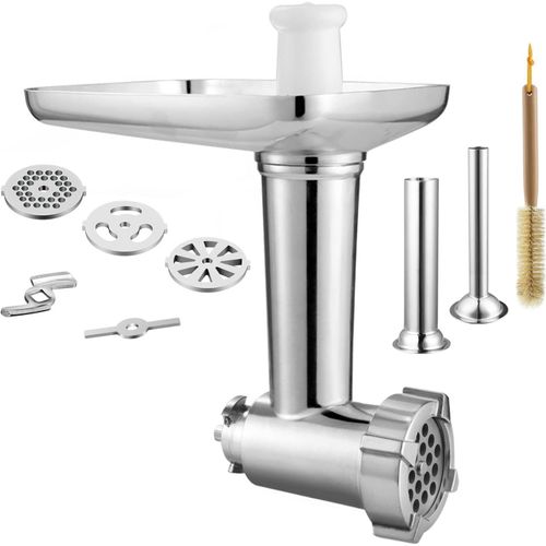 Accessoire Hachoir À Viande Convient Aux Robots Culinaires Kenwood Chef (Kvc, Kvl, Kcc) Et Kmix (Kmx), Avec 2 Tubes De Remplissage De Saucisses Et 4 Plaques De Broyage[Kit6501367]