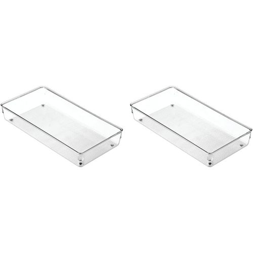 Idesign Linus Boite Stockage Pour Tiroir, Grand Bac Plastique Pour Couverts Et Autres Accessoires, Transparent (Lot De 2)[Kit6501606]