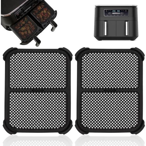 Grille Anti Projection Pour Ninja Foodi Dual Zone Air Fryer Af300Eu, 2 Pcs Réutilisable Accessoires Air Fryer Moule Silicone Air Fryer Pour Prévient Eclaboussures Graisse(Noir)[KIT6502422]