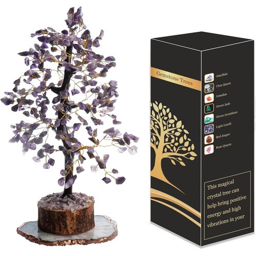 Amethyst-Kristallbaum Für Positive Energie, Heimdekoration, Heilender Kristallbaum Mit M-Siegel Und Golddraht | Glücksbaum | Kristalldekor | Chakra-Baum | Feng Shui Dekor (300 Perl[KIT6504336]