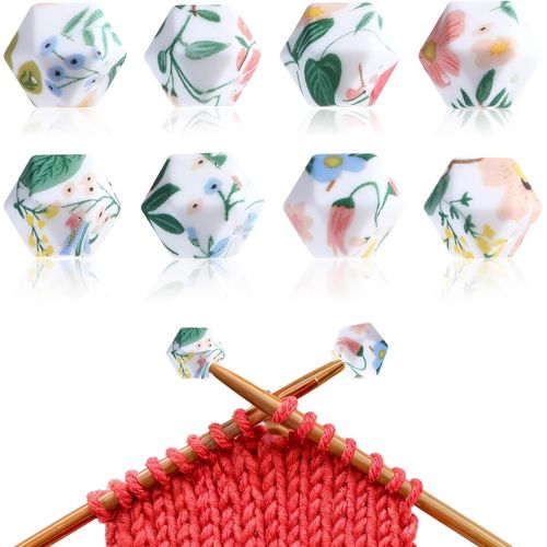 Lot De 8 Bouchons De Maille Pour Aiguilles À Tricoter, Protecteur De Pointe D'aiguille Avec Motif Floral, Capuchon De Protection D'aiguille À Tricoter Adaptés Aux Tailles D'aiguill[Kit6504629]