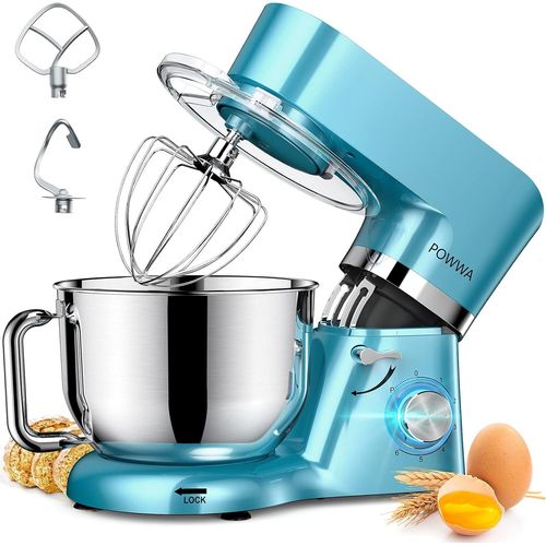 Robot Pâtissier, 1500W Pétrin Professionnel, Silencieux Robot De Cuisine Multifonctionn Pétrisseur Avec Batteur Électrique, Batteur, Fouet, Couvercle, Bol 6.2 L-Bleu[KIT6504558]