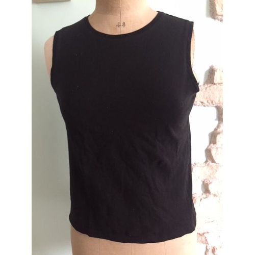 Débardeur Noir Uni La Halle Sans Manches - Col Rond Taille Enfant 12 Ans, 152 Cm.