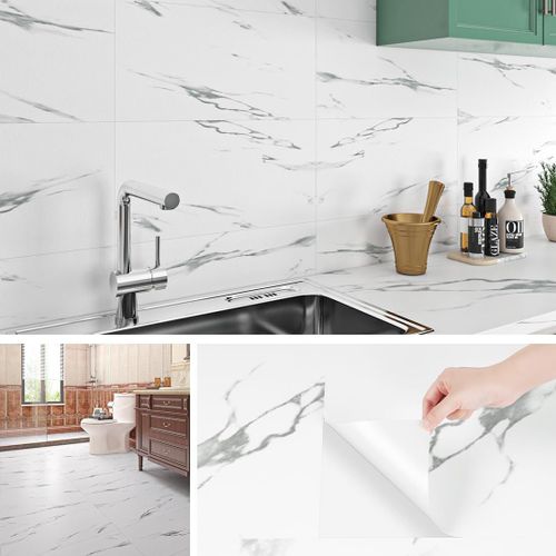 Credence Adhesive Pour Cuisine Effet Marbre Gris Clair Carrelage Adhesif Mural Salle De Bain 60X30Cm Dalle Pvc Adhesive Murale Blanc Lavable Dalle Pvc Adhesif Sol Salon Chambre, 4 [KIT6506440]