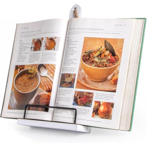 Support De Livre De Cuisine En Bois, Support De Recettes, Support Livre Réglable, Support De Tablette, Étagères Murales, Décor Rustique De Style Rétro - Blanc[Kit6508571]