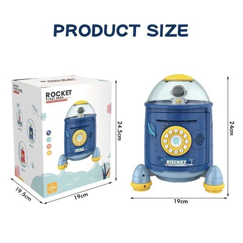 Bleu - Tirelire Fusée Avec Mot De Passe Électronique Pour Enfants, Tirelire Iko, Jouets Bancaires Pour Dépôt De Pièces De Monnaie, Coffre-Fort En Espèces, Cadeau Pour Enfant, Décoration De La Maison