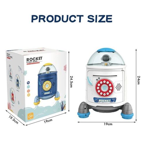Blanc - Tirelire Fusée Avec Mot De Passe Électronique Pour Enfants, Tirelire Iko, Jouets Bancaires Pour Dépôt De Pièces De Monnaie, Coffre-Fort En Espèces, Cadeau Pour Enfant, Décoration De La Maison