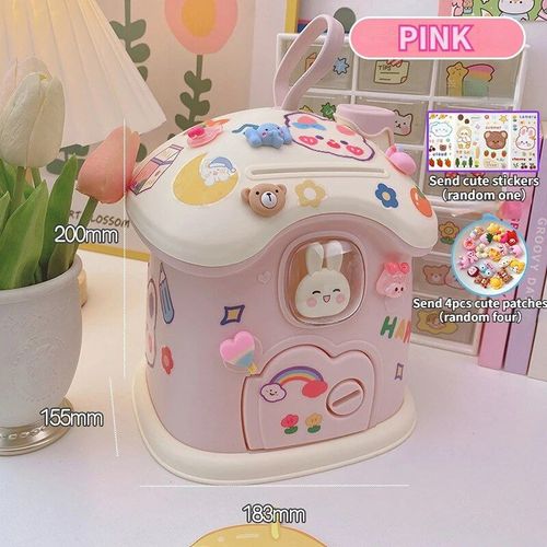 Rouge - Tirelire Lapin Avec Clé Autocollante Pour Enfants, Coffre-Fort, Grande Capacité, Économies, Précieux, Jouets, Pièce De Monnaie, Bricolage, Chambre Lente, Maison