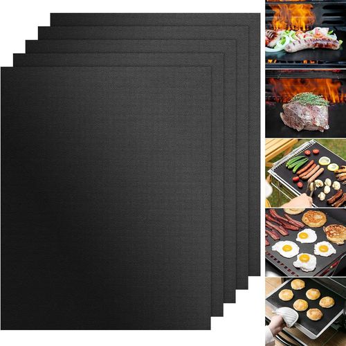 Tapis De Cuisson Barbecue, Lot De 5 Tapis De Cuisson Reutilisable, Anti-Adhérent Tapis Bbq Barbecue Plaque Feuille De Cuisson Four Accessoire Pour Barbecue À Gaz Charbon Electrique[KIT6509293]