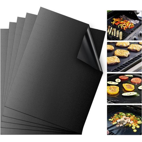 Tapis De Cuisson Barbecue, Lot De 5 Tapis De Cuisson Reutilisable, Anti-Adhérent Tapis Bbq Barbecue Plaque Feuille De Cuisson Four Accessoire Pour Barbecue À Gaz Charbon Electrique[KIT6509292]