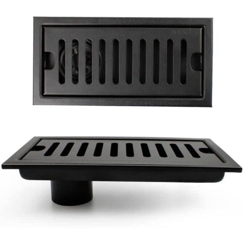 Grille Douche, 20 X 10 Cm Siphon De Sol Rectangulaire, Caniveau De Douche, Noir Siphon De Sol Avec Grille En Acier Inoxydable, Convient Pour Wc, Salle De Bain, Cuisine, Balcon[KIT6509626]