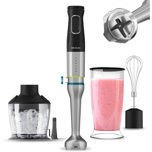 Mixeur À Main Katana 15 Chop B. 1500 W, 21 Vitesses Et Turbo, 4 Lames En Titane Noir, Cloche Antiprojections, Pied Extra-Long, Kit D'Accessoires, Verre 800 Ml[KIT6510190]