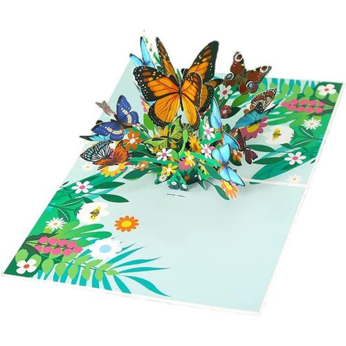 Fleur avec Papillon Carte pop-up 3D avec enveloppe pour Saint