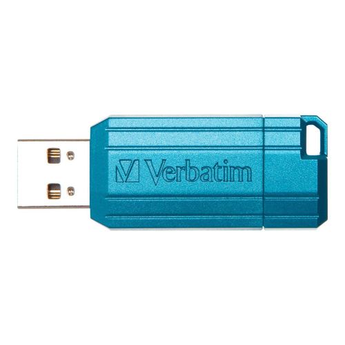 Verbatim PinStripe USB Drive - Clé USB - 16 Go - USB 2.0 - bleu des Caraïbes