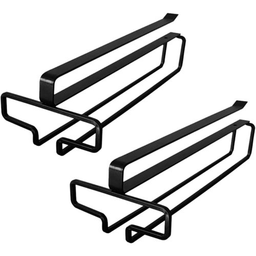 Porte-Verres, 2 Pièces Rangement Verre Suspendu Support Verre A Pied Suspendu Porte Verres Suspendu Support Verre Suspendu Sans Perçage Facile Àinstaller Pour Bar Cuisine, Noir[Kit6511761]
