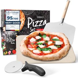 Pierre À Pizza Pour Four & Grill À Gaz | Kit Avec Pellee, Livre De Recettes & Couteau | Barbecue Stone Plaque De Cuisson En Cordiérite | Accessoires Bbq, Pate Tarte Flambée Bases C[KIT6510737]