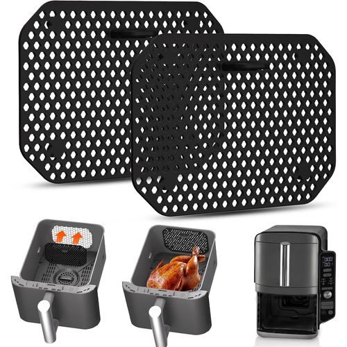 Grille Anti Projection Pour Air Fryer Ninja Double Stack Xl Sl400Eu & Sl300Eu, Silicone Protections Anti Eclaboussure Accessoires Air Fryer Pour Ninja Foodi 9.5L Prévient Graisse[KIT6509774]