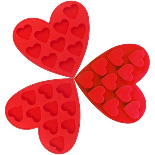 3 Pcs Moules À Chocolat En Silicone, Forme De Coeur Moules De Cuisine Antiadhésifs Plateaux À Glaçons Pour Faire Des Gâteaux Bonbons Boule De Gomme Gelée Muffin Petit Gâteau - Roug[Kit6512462]