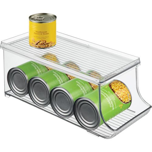 Idesign Bac Rangement Frigo À Couvercle, Petite Boîte Conservation Alimentaire En Plastique Pour Neuf Canettes, Boîte Alimentaire Pour Conserves, Transparent[KIT6512020]