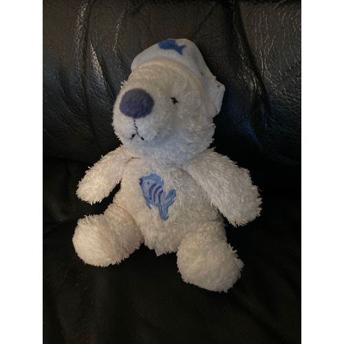 DOUDOU OURS BLANC POISSON GIPSY 17CM