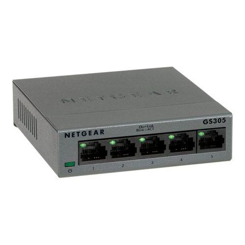 NETGEAR GS305 - Commutateur - non géré - 5 x 10/100/1000 - de bureau, fixation murale