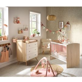 Chambre Bébé Complète Access, Lit 120x60 Et Commode À Langer - Chêne Doré