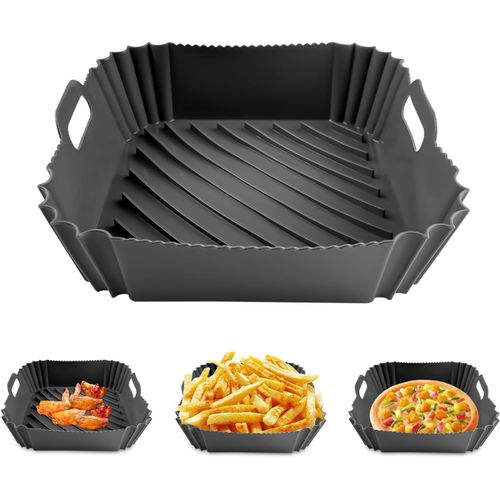 Moule Silicone Air Fryer, Réutilisable Accessoires Pour Friteuse À Air, Carré Panier Friteuse En Silicone, Anti-Adhésive Doublures De Pot Pour Airfryer, Micro-Ondes, Moule À Gâteau[Kit6507394]