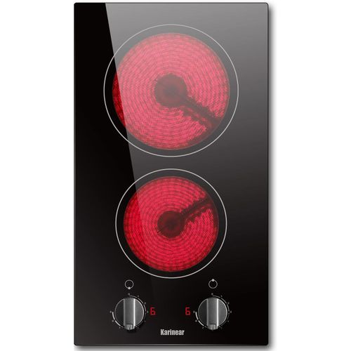 Plaque De Cuisson Vitrocéramique, 30 Cm Plaque Vitrocéramique 2 Feux, Table De Cuisson Electrique Sans Prise, Verre Mat, 3000W, Noir[KIT6507704]