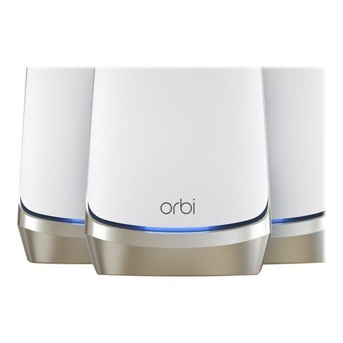 NETGEAR Orbi RBKE963 - Système Wi-Fi - (routeur, 2 rallonges) - jusqu'à 6500 pieds carrés - maillage 10GbE, 2.5GbE - Wi-Fi 6E - Multi-Bande