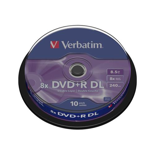Verbatim - 10 x DVD+R DL - 8.5 Go 8x - argent mat - spindle