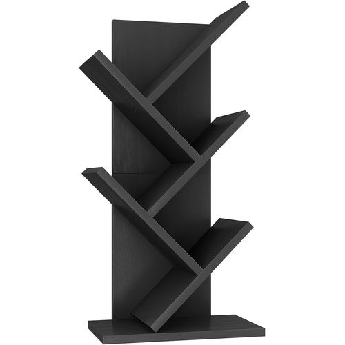 Bibliothèque D'arbre À 4 Étages, Étagère À Livres Sur Pied, Étagère De Rangement Pour Magazines, Cd, Pour Salon, Chambre, Bureau, 30×17×60cm Noir Hbc014b[Kit6508462]