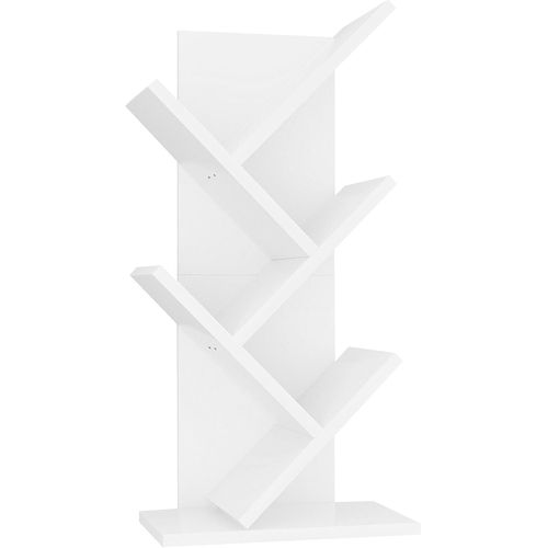 Bibliothèque D'arbre À 4 Étages, Étagère À Livres Sur Pied, Étagère De Rangement Pour Magazines, Cd, Pour Salon, Chambre, Bureau, 30×17×60cm Blanc Hbc014w[Kit6508459]