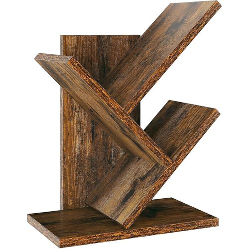 Bibliothèque D'arbre À 2 Étages, Organisateur De Bureau, Étagère De Rangement Pour Livres, Cd, Décoration, Pour Salon, Chambre, Bureau, 30×17×40.5cm, Marron Rustique Hbc012h[Kit6508455]