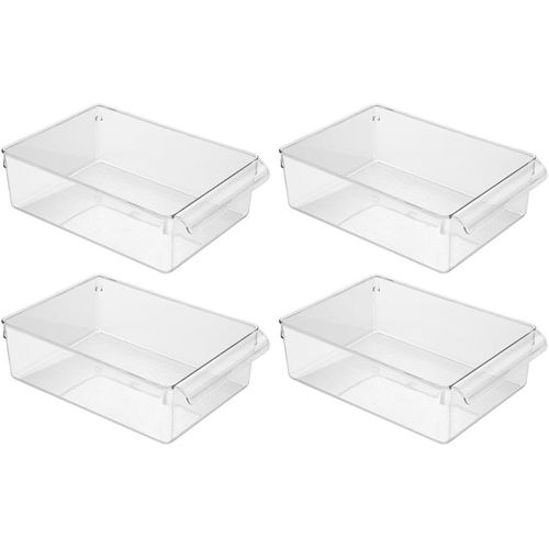 Idesign Linus Bac Alimentaire, Grand Organisateur De Cuisine En Plastique Avec Poignées, Lot De 4 Boites, Transparent[Kit6506191]
