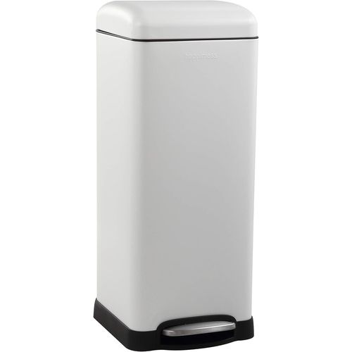 Hpm1007A Betty Poubelle Rétro À Pédale Fermeture En Douceur Pour Maison, Bureau, Cuisine, 30 Litres, Blanc[KIT6506343]