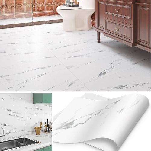 Dalle Pvc Adhesive Murale Marbre Gris Clair 16 Dalles Credence Adhesive Pour Cuisine Blanc 60x30cm Sticker Carrelage Salle De Bain Imperméable Lino Sol Adhesif Marbre Chambre Salon[Kit6506441]
